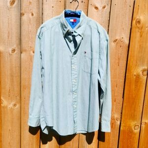 TOMMY HILFIGER ▪︎ Men's Pinstriped Oxford Shirt, Size Large